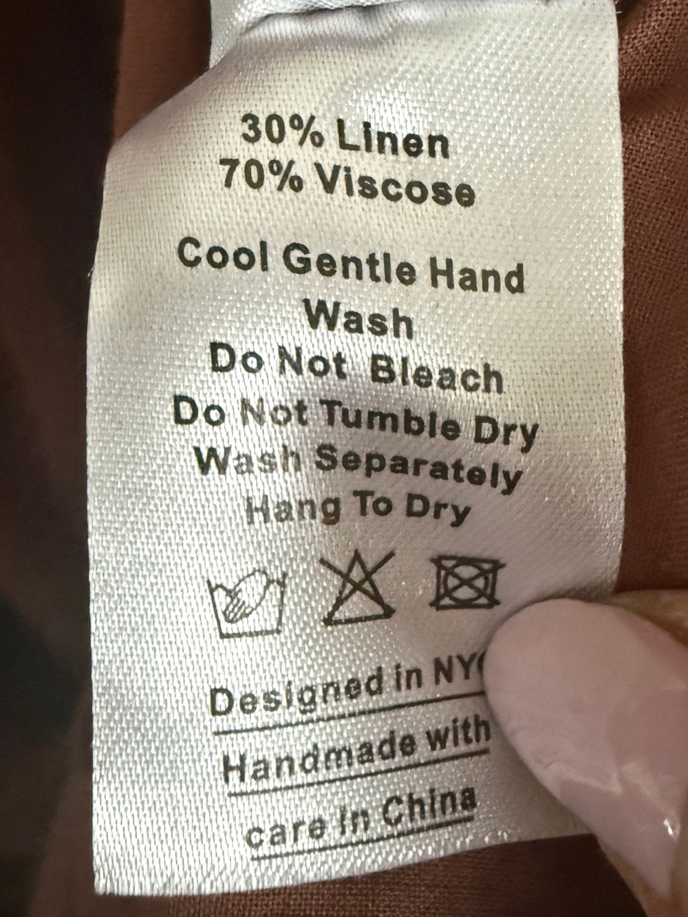 Shiny By Nature Poem Linen Blend Peasant Dress Size Large Smocked Waist Brown - Picture 9 of 9